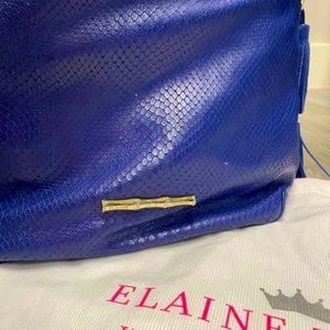 Elaine Turner Snake Print Cobalt Blue with Tassels Purse
